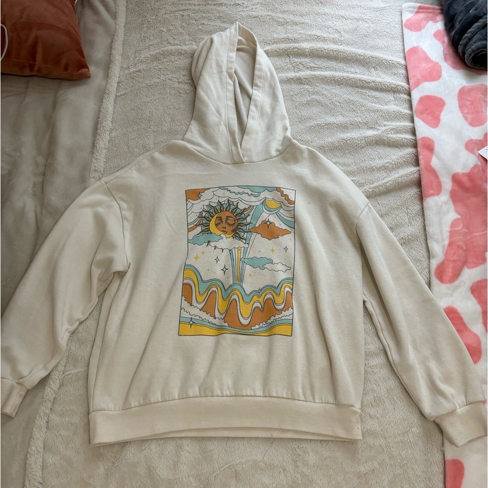 Cream Boho Designed Soft Sweatshirt